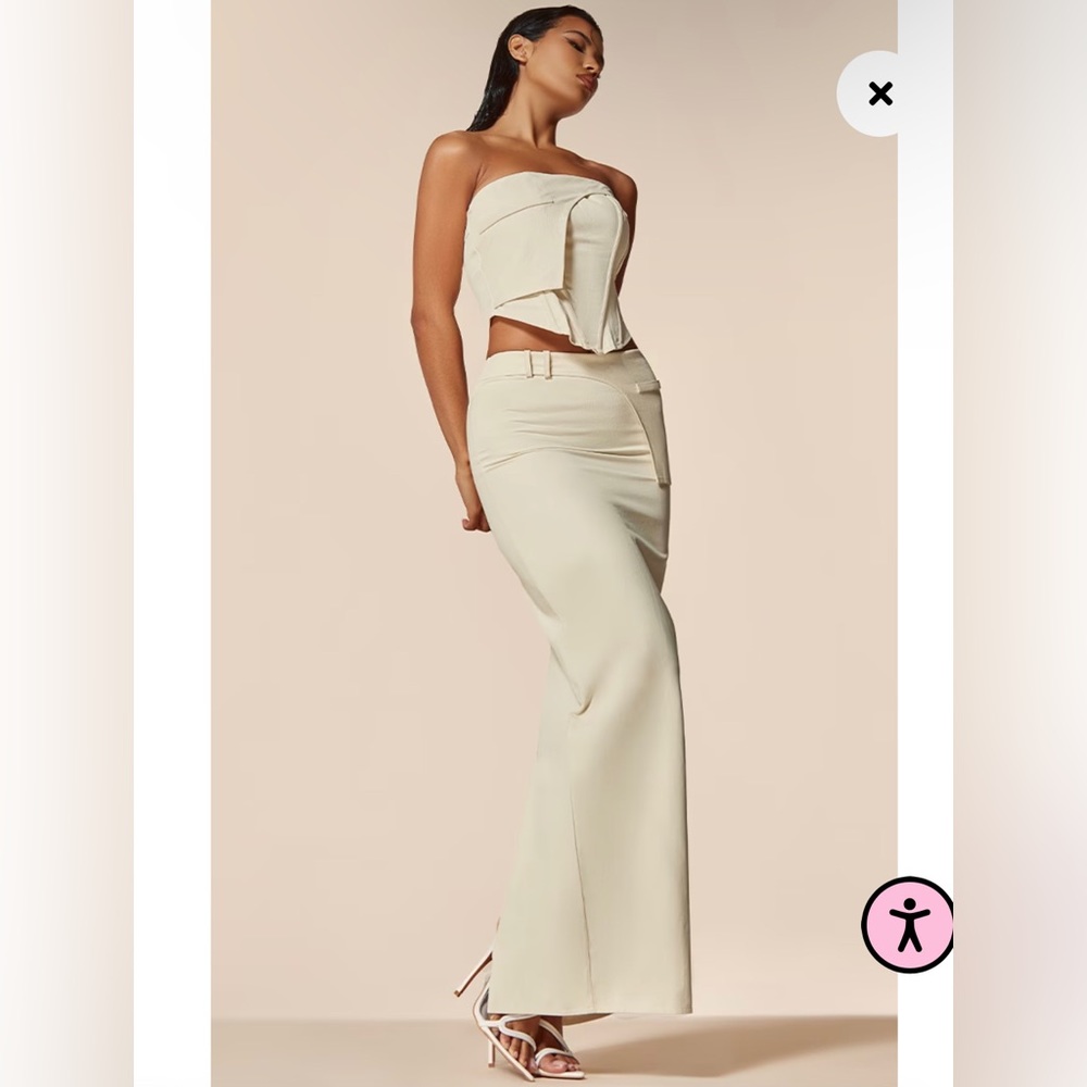 Two Piece Set Corset Top Long Skirt Tan/Beige Size 6